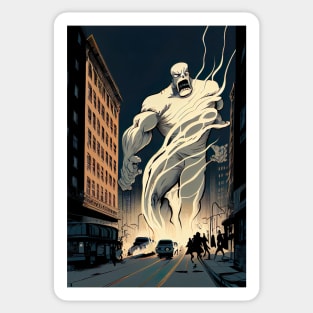 Giant ghost attacking the city Sticker
